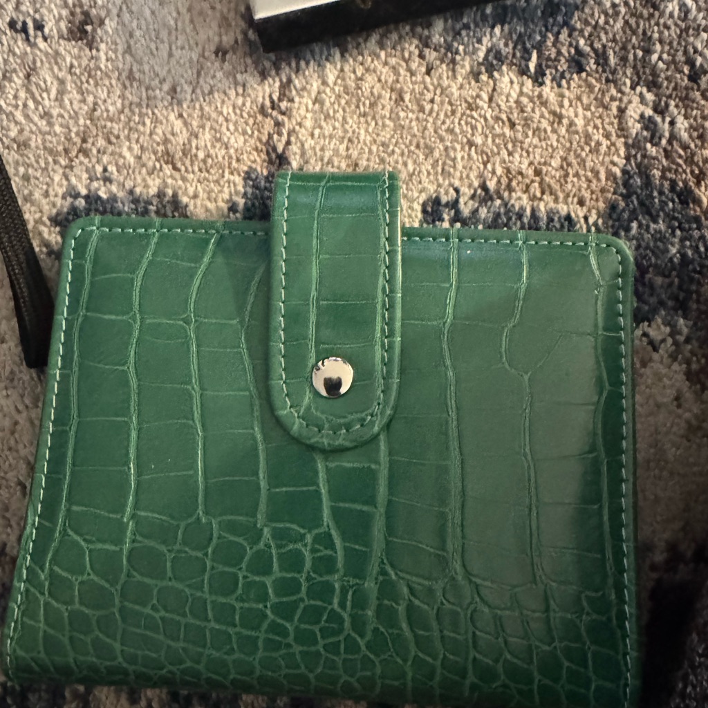 Green CrocodileEmbossed Leather Wallet